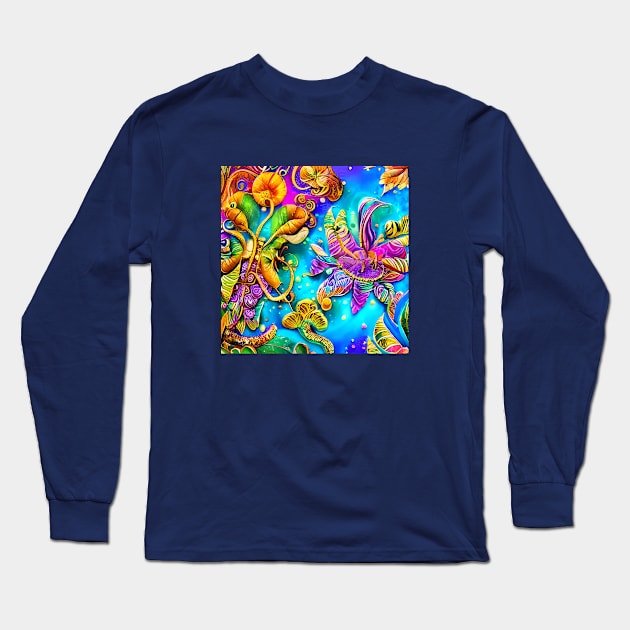 Whimsical Tropical Flowers Long Sleeve T-Shirt by AnnieDreams